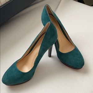Cole Haan teal suede high heels